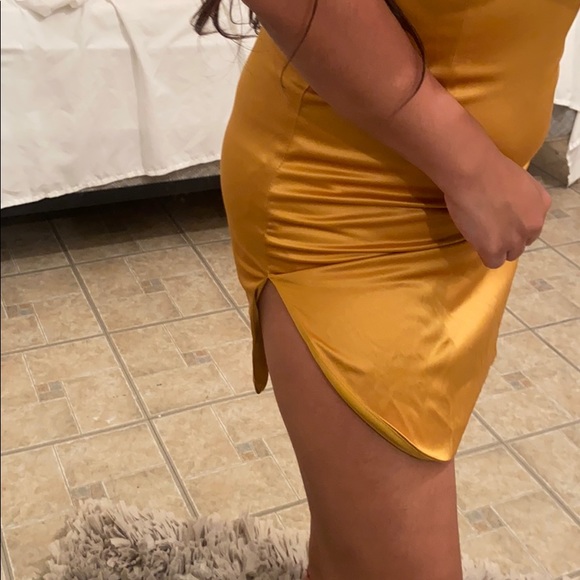 Fashion Nova Silk Slit Cut Dress - Picture 2 of 5